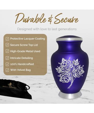 Purple Cremation Urn with Velvet Bag - Large Memorial Ashes Urn for Male & Female - Honour Your Loved One with this Rose Urn for Ashes - Buy Online on SooperMarket.com