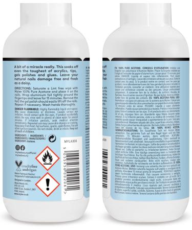 Mylee 100% Pure Acetone Gel Nail Polish Remover for UV/LED Gel Soak Off Removes All Types of Nail Polish Gel Polish Acrylic Gels Nail Tip & Glue (2x 300ml) 300 ml (Pack of 2) - Buy Online on SooperMarket.com