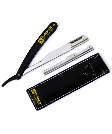 Professional Barber Straight Edge Half Blade Exchangeable Balde Barber Shaving Razors Macs Brand-50-01 (Black)