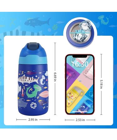 FEIJIAN Kids 12oz Insulated Water Bottle with Straw Lid - BPA-Free Stainless Steel Tumbler for Toddlers - Leak-Proof & Reusable - Ocean Blue - Buy Online on SooperMarket.com