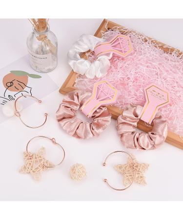 24 Pack Satin Scrunchies Hair Ties & 12 Pack Rose Gold Love Knot Bracelet Set - Perfect Maid of Honor & Bachelorette Party Gift (Rose Gold) - Buy Online on SooperMarket.com