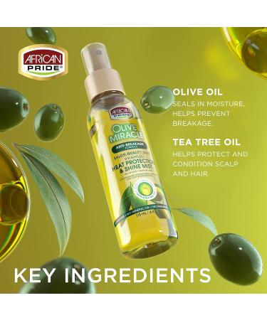 African Pride Olive Miracle Weightless Heat Protection & Hair Shine Mist Fights Humidity & Shields Against Heat Damage Enriched with Olive & Tea Tree Oils 4 oz Single - Buy Online on SooperMarket.com