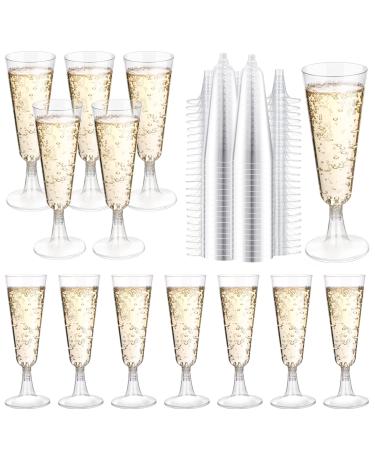 Champagne Flutes 5.5 Oz Clear Plastic Champagne Flutes 200 Pcs Champagne Glasses Disposable Toasting Glasses Crystal Plastic Wine Glasses for Wedding Flutes Party Drinking Cocktail Cups