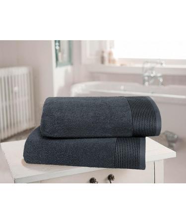 Belizzi Home 2 Pack Oversized Bath Towel Set - 28x55 Inches, 100% Cotton, Ultra Absorbent & Quick Dry - Charcoal Grey - Buy Online on SooperMarket.com