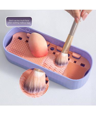3-in-1 Makeup Brush Cleaner & Organizer with Cleaning Mat | Portable 8.7x3.5x2.2 inch Cosmetic Brush Holder for Effortless Cleaning & Drying - Buy Online on SooperMarket.com