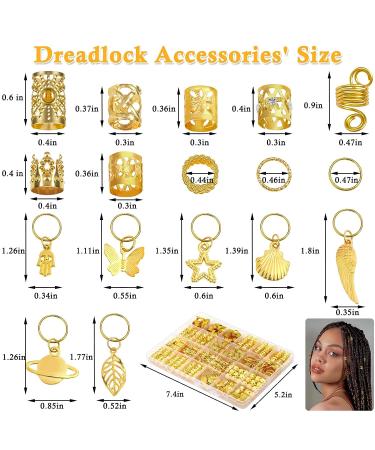 280 Pieces of Hair Accessories for Women | Dreadlock & Braid Jewelry | Adjustable Golden Hair Wrap Rings - Buy Online on SooperMarket.com