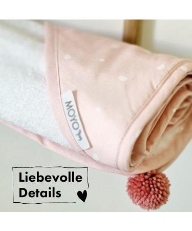 Moyo Hooded Towel for Toddlers & Babies - White-Ros 75x75cm | 100% Cotton Bathing Poncho | Washable Baby Bath Towel with Hood - Buy Online on SooperMarket.com