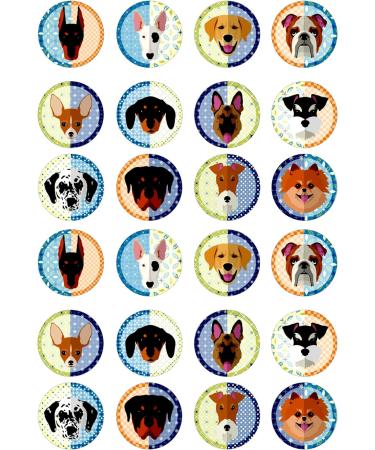 24 Dog Dogs edible birthday party Cupcake Cake Toppers Wafer Rice Paper precut decoration - Buy Online on SooperMarket.com