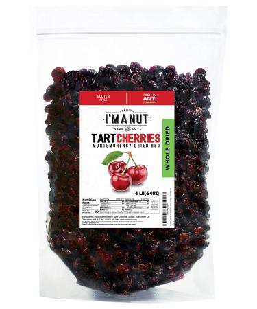 Dried Cherries 4 LB (64oz) Resealable Bag, Tart (Sour) Montmorency Variety - /sweetened 4.0 Pounds
