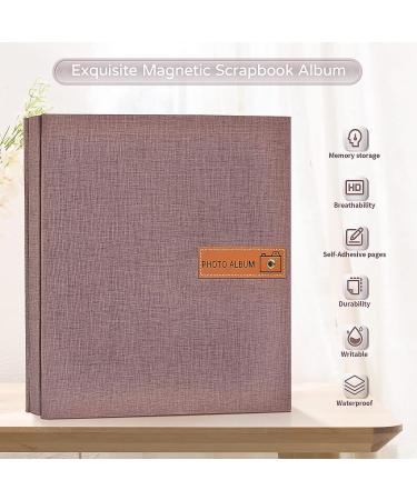 Popotop Large Photo Album Self Adhesive 4x6 5x7 8x10 Scrapbook Album DIY 60 Pages Picture Book Gifts for Mom Family Baby and Wedding with Metal Pen and Plastic Board 11.5"x10.6"60pages Brown - Buy Online on SooperMarket.com