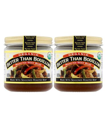 Better Than Bouillon Organic Roasted Beef Base, Made with Seasoned Roasted Beef, USDA Organic, Blendable Base for Added Flavor, 38 Servings Per Jar, 8 OZ (Pack of 2)