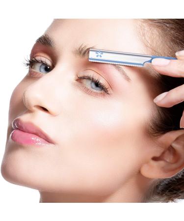 10-Piece Eyebrow Razor Set for Women - Facial Shaver & Brow Shaper Trimmer Dermaplaner Tool with Cover in Pink & Blue - Buy Online on SooperMarket.com