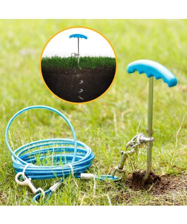 AL-FAHMI 30ft(9m) Heavy Duty Dog Tie Out Cable And Stake Out Dog Spiral In Ground Stake Puppy Pet Outdoor Tie Out Lead Leash (30FT Cable With Stake) - Buy Online on SooperMarket.com