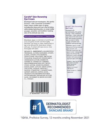 CeraVe Eye Cream for Wrinkles with Caffeine, Peptides & Hyaluronic Acid - 0.5 oz | Fragrance-Free & Ophthalmologist Tested - Buy Online on SooperMarket.com