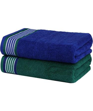 CASA COPENHAGEN 550 GSM 12x12 Inches Washcloths Towels Set of 24 - Super Soft Egyptian Cotton Towels for Bathroom & Kitchen in Wimbledon Blue and Green - Buy Online on SooperMarket.com
