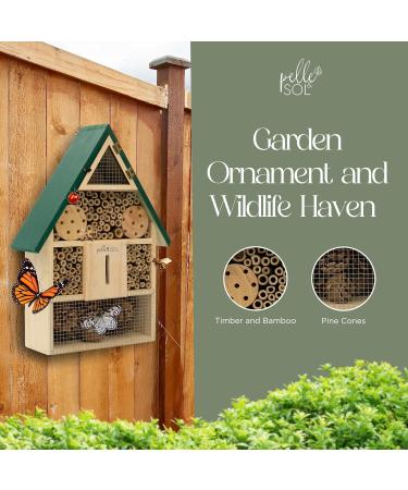 Pelle & Sol Eco-Friendly Bee House | Weather Resistant Hanging Bug Hotel for Bees, Butterflies & Insects | Bamboo Nesting Habitat for Kids | Garden Decor & Nature Gifts - Buy Online on SooperMarket.com
