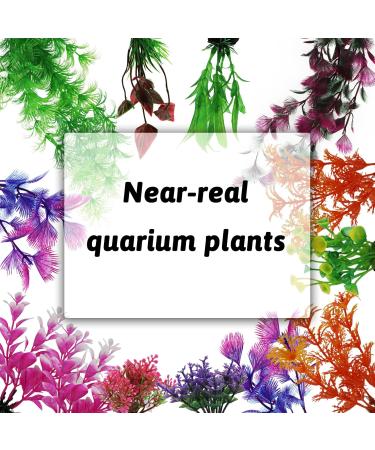 QUOZUO 25-Piece Aquarium Plants Decoration Set | Colorful Artificial Plants & Resin Cave Fish Tank Ornaments - Enhance Your Aquarium Today! - Buy Online on SooperMarket.com