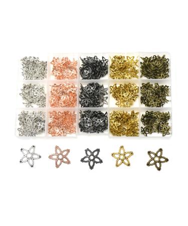 Mandala Crafts Metal Bead Caps for Jewelry Making Bulk Assorted Pack - Bead End Caps for Jewelry Making Cap Beads for Bracelet Necklace Earrings 375 PCs 9X5mm 5 Colors Silver Gold Antique Brass Gunmetal Rose Gold Tone ...