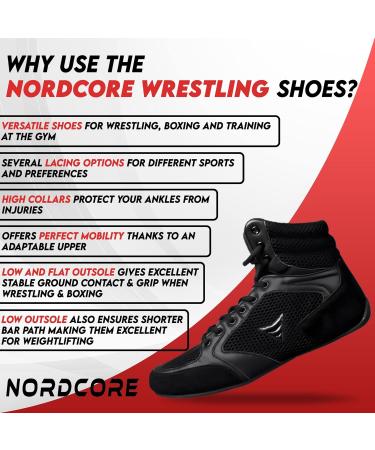 North Core Mat Ace Wrestling Shoes - Light Martial Arts & Boxing Shoes - High Traction Weight Lifting Footwear for Men & Women - Size 38 EU - Black - Buy Online on SooperMarket.com