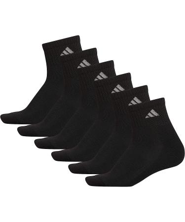 adidas Women's Athletic Cushioned Quarter Socks (6-Pair) - Black/Aluminum - Medium Size - Buy Online on SooperMarket.com