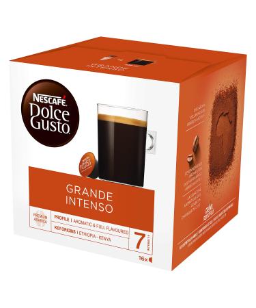 Nescaf Dolce Gusto Grande Intenso 16 coffee capsules (Arabica beans from East Africa and South America hazelnut brown crema aroma sealed capsules) 1 Pack (1 x 16 capsules) 2.56 kg (1 Pack)