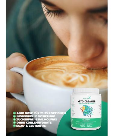 Simply Keto Creamer 450g - Sugar-Free Ketogenic Coffee Enhancer with Coconut Oil & Pasture Butter - Delicious Milk Coffee Low-Carb & High Taste - Buy Online on SooperMarket.com