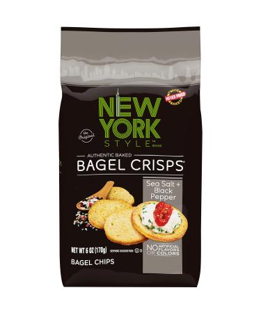 New York Style Bagel Crisps, Sea Salt & Cracked Pepper, 6 Ounce