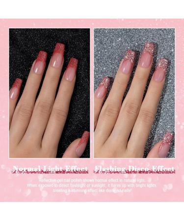 RARJSM Gel Liner Nail Art Reflective Glitter Flash Diamond Liner Gel Polish 12 Colors 5ml Sparkle Silver Hot Pink Black Pigment Painted Stripe Brush Gel Nail Polish UV LED Curing Require Nail Design Reflective Glitter Set - Buy Online on SooperMarket.com