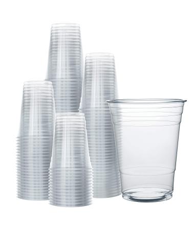200 Clear Plastic Cups | 16 oz Plastic Cups | Disposable Cups | PET Clear Cups | Plastic Water Cups | Plastic Beer Glass | Clear Plastic Party Cups 200ct (16oz) - No Lids