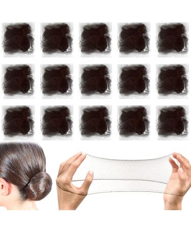 Sularpek Invisible Hair Nets 35 pcs Brown Bun Nets for Girls Reused Elastic Edge Mesh for Women Bun Hair Bun Nets for Women Girls Ballet Dancer Catering dark brown