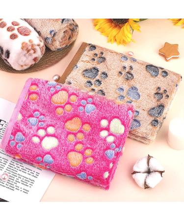 Pedgot Fluffy Dog Blankets with Paw Print - Set of 4 | Soft & Warm Pet Throw Blankets for Small Dogs & Cats | Brown/White/Pink | 24 x 16 & 30 x 20 Inches - Buy Online on SooperMarket.com