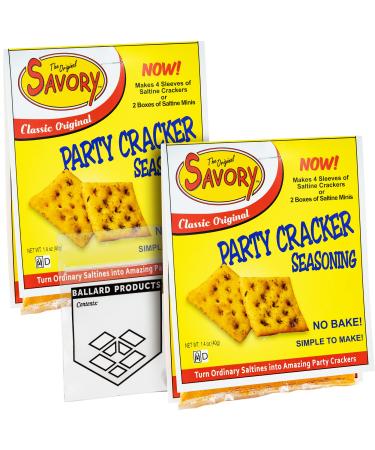 The Original Savory Party Cracker Seasoning Pack of 2 Bags of Classic Original Spice- Saltine Cracker Seasoning - Bundle with Ballard Products Pocket Bag