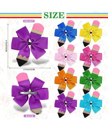 Whaline 8Pcs Back to School Bow Hair Clips - Colorful Pencil Hair Bows for Girls - Cheerleader Hair Accessories - Buy Online on SooperMarket.com