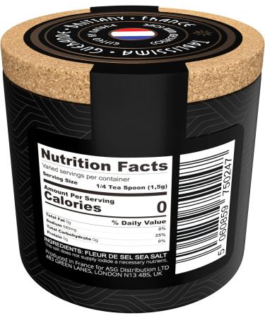 Fleur de Sel - Premium Sea salt from Guerande France - Flaky Sea Salt from the Celtic Sea - Salt Cork box - 3.5 Oz (100g) - Buy Online on SooperMarket.com
