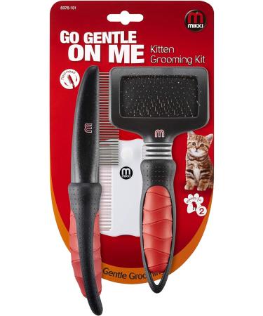 Mikki Kitten Cat Grooming Kit - Slicker Brush, Comb, Flea Comb Set - Buy Online on SooperMarket.com