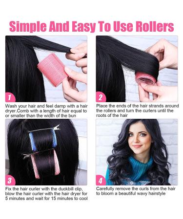 60 Pcs Hair Rollers Set with Duckbill Clips - 4 Sizes & Colors for DIY & Hair Salon Hairstyling - Buy Online on SooperMarket.com