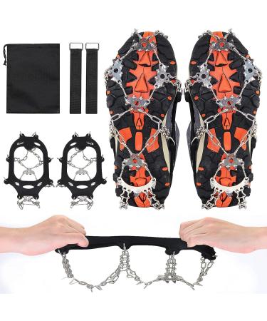 OKSTENCK Ice Cleats Traction Snow Grips with 23 Stainless Steel Spikes - Medium Size for Men, Women, and Kids - Anti-Slip Protection for Hiking, Walking, Climbing, Fishing - Buy Online on SooperMarket.com