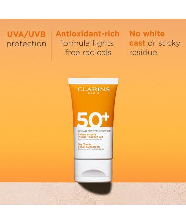Clarins NEW Dry Touch Face Sunscreen SPF 50+ | Lightweight No White Cast UVA/UVB Protection | Antioxidant-Enriched for All Skin Types | 1.7 oz - Buy Online on SooperMarket.com