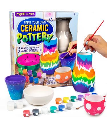 Made By Me Paint Your Own Ceramic Pottery  Fun Ceramic Painting Kit for Kids  Paint Your Own Ceramic Pottery Dish  Flower Pot  Vase & Bowl  Great Staycation Activity for Kids Ages 6  7  8  9  Multi