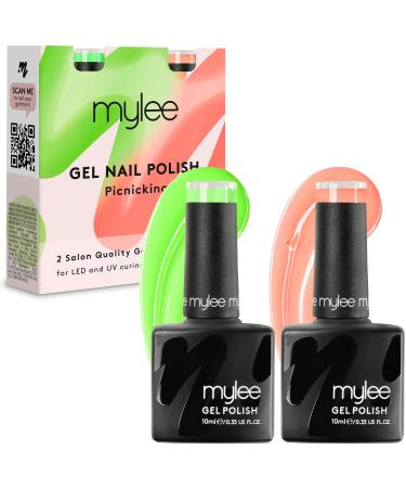Mylee Gel Nail Polish Colour Set 2x10ml Picnicking Duo UV/LED Soak-Off Nail Art Manicure Pedicure for Professional Salon & Home Use Spring/Summer 2024 - Long Lasting & Easy to Apply