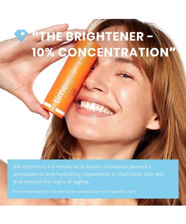 Timeless Skin Care 10% Vitamin C + E Ferulic Acid Serum - 1 oz | Brighten, Restore & Correct Skin | Lightweight Non-Greasy Formula | All Skin Types - Buy Online on SooperMarket.com