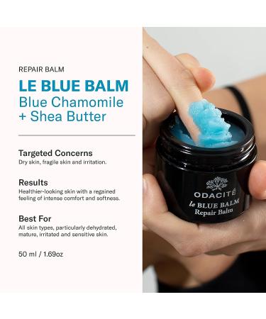 ODACITE Le-Blue Balm Repair Balm - Blue Chamomile & Shea Butter Face Moisturizer for Mature, Dry, or Sensitive Skin - Buy Online on SooperMarket.com