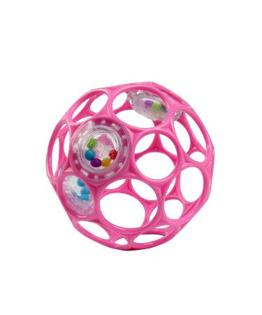 Bright Starts Oball Rattle Pink - Flexibles und leicht Greifbares Design f r Kinder Jeden Alters Easy-Grasp Rosa