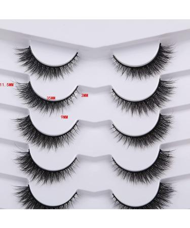 Pooplunch Cat Eye False Eyelashes - 8D Volume Fluffy Wispy Natural Lashes (7 Pairs, 3-12MM) - Buy Online on SooperMarket.com