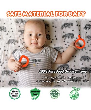 Silicone Teething Tubes Straws 2 Pack for Babies 3-12 Months - Orange P & Q Shape Sensory Chew Toys for ADHD & Autism - Buy Online on SooperMarket.com