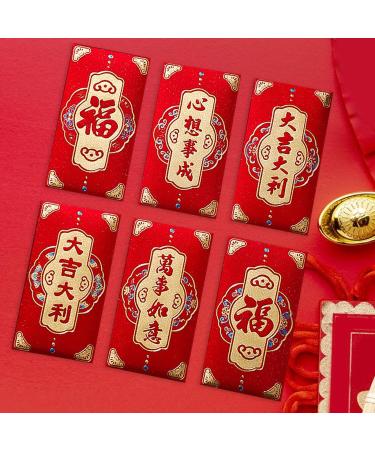 6 Pieces New Year Red Envelopes Hong Bao Traditional 2024 Dragon Year Hongbao Red Packet for Birthday Spring Festival Wedding Style G - Buy Online on SooperMarket.com
