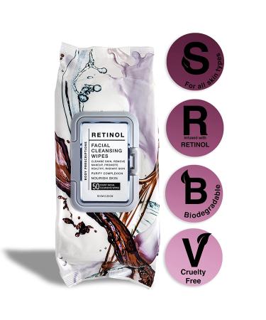 Body Prescriptions Retinol Face Wipes - 2 Pack (50 Count Each) | Gentle Makeup Remover & Facial Cleansing | Retinol Infused - Buy Online on SooperMarket.com