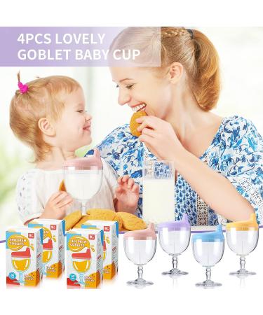 4 Pcs Wine Sippy Cup Goblet for Toddlers 8+ Months - Perfect for Baby Kids Birthday Party - Blue Pink Yellow Purple - Buy Online on SooperMarket.com