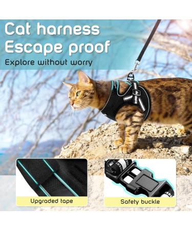 AOKCATS Escape Proof Cat Harness and Leash Set - Reflective Strips, Adjustable Comfort - Small Cat, Kitten - Black, Medium - Buy Online on SooperMarket.com