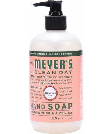 Mrs. Meyer's Geranium Hand Soap 12.5 fl. oz - Pack of 6 | Biodegradable Formula with Essential Oils - Buy Online on SooperMarket.com